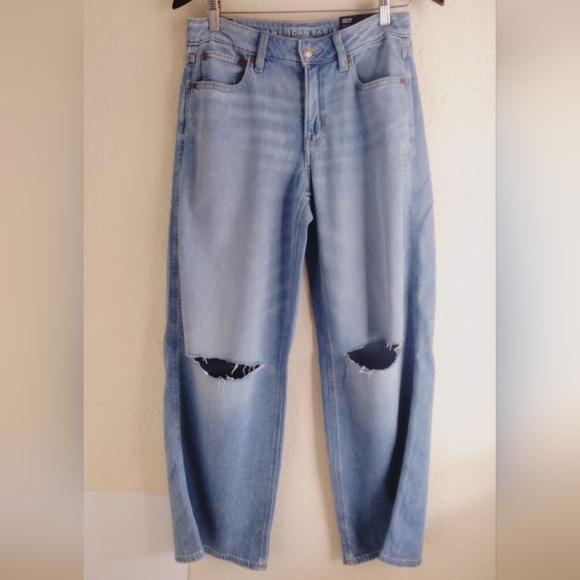 American Eagle Outfitters Low Rise Dreamy Drape Baggy Wide Leg Denim Jeans - Picture 3 of 7